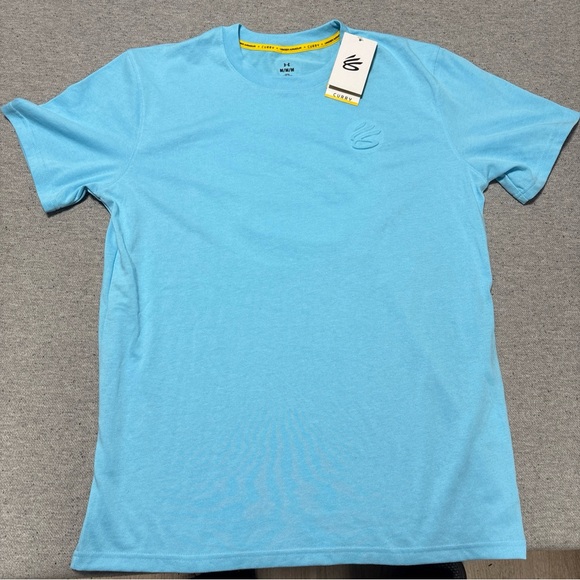 NWT! Under Armour Steph Curry Medium Shirt Baby Blue With Logo Front And Back - Picture 1 of 6